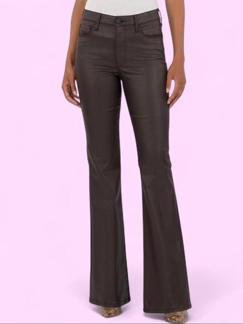 Kut from the Kloth Brown Coated Flare Pants